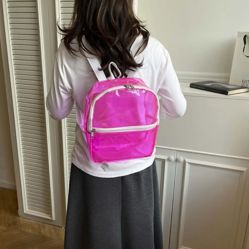 Clear PVC Transparent Backpack Multifunctional Pockets Water-Resistant PVC School Bag Waterproof Adjustable Straps