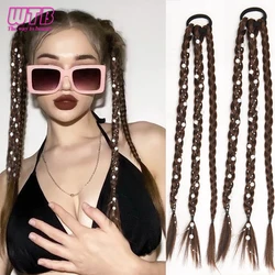 WTB sintetico treccia coda di cavallo Extensions per ragazze con elastico per capelli corda elastici Hairpieces bambini bolla colorata treccia di capelli