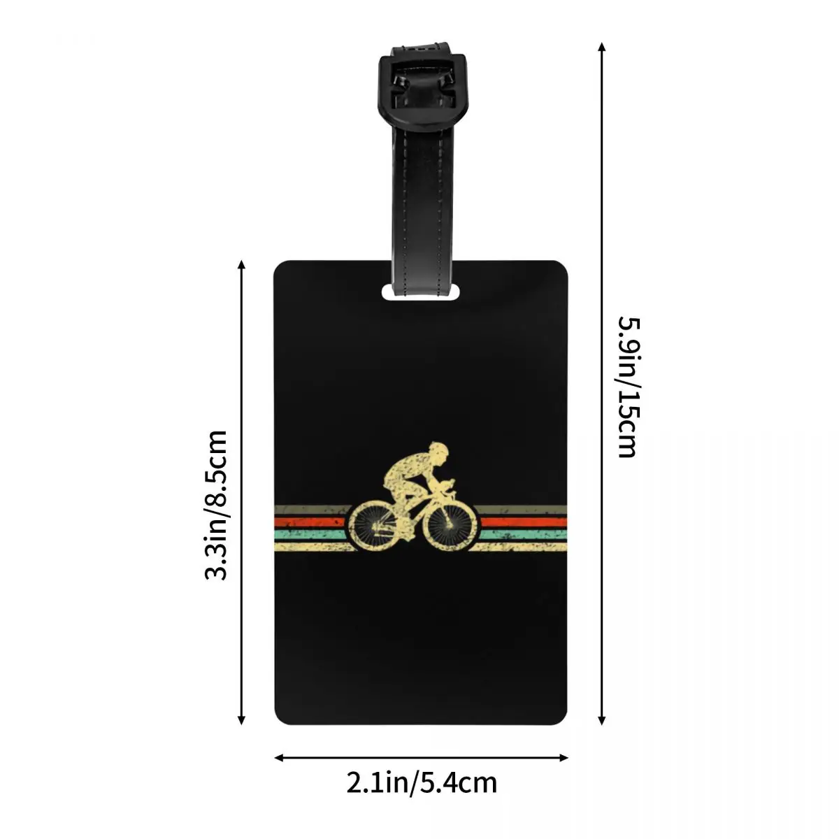 Custom Retro Bicycle Stripes Luggage Tag With Name Card MTB Bike Rider Privacy Cover ID Label for Travel Bag Suitcase