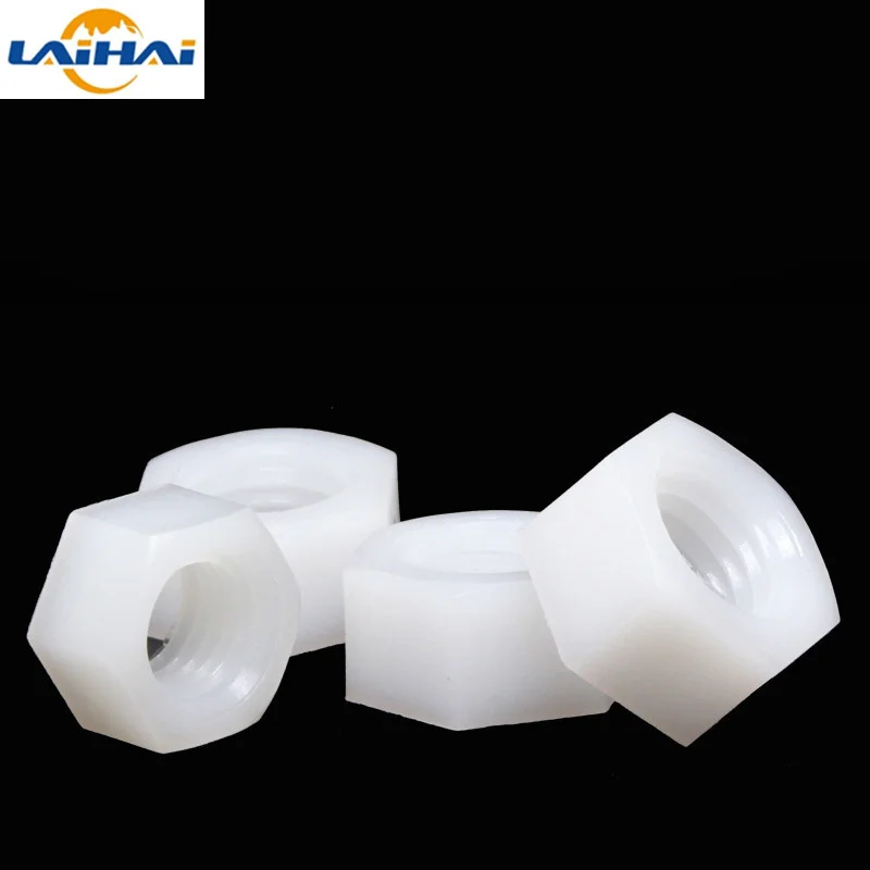 10/ 50PCS M2 M2.5 M3 M4 M5 M6 M8 M10 M12 M14 M16 White/ black Nylon Plastic Hex Nuts DIN934 for Heat/ Elctricity Insulation