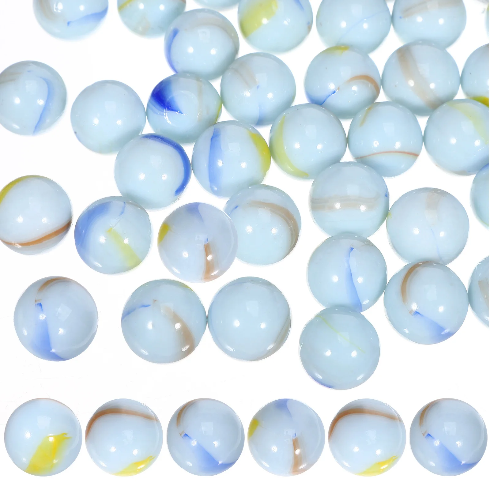 

50pcs 16Mm Glass Marbles Colored Milk White Patterned Balls For Kids Lightweight Durable Smooth Craft Game Outdoor Play