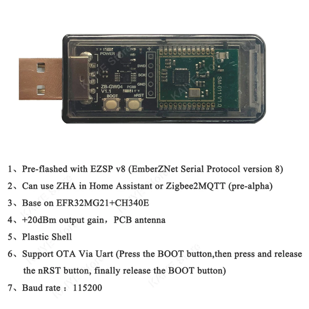 ZigBee 3.0 USB Dongle Silicon Labs EFR32MG21 Zigbee ZB-GW04 Adapter Universal Open Source Gateway Module Home Assistant ZHA Z2M