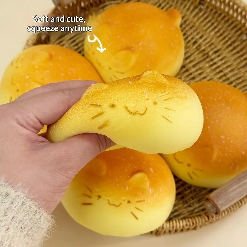 Simulated Cat Bread Soft Slow Rising Squeeze Toy Stress Relief Ornament Lovely Desktop Present For Children