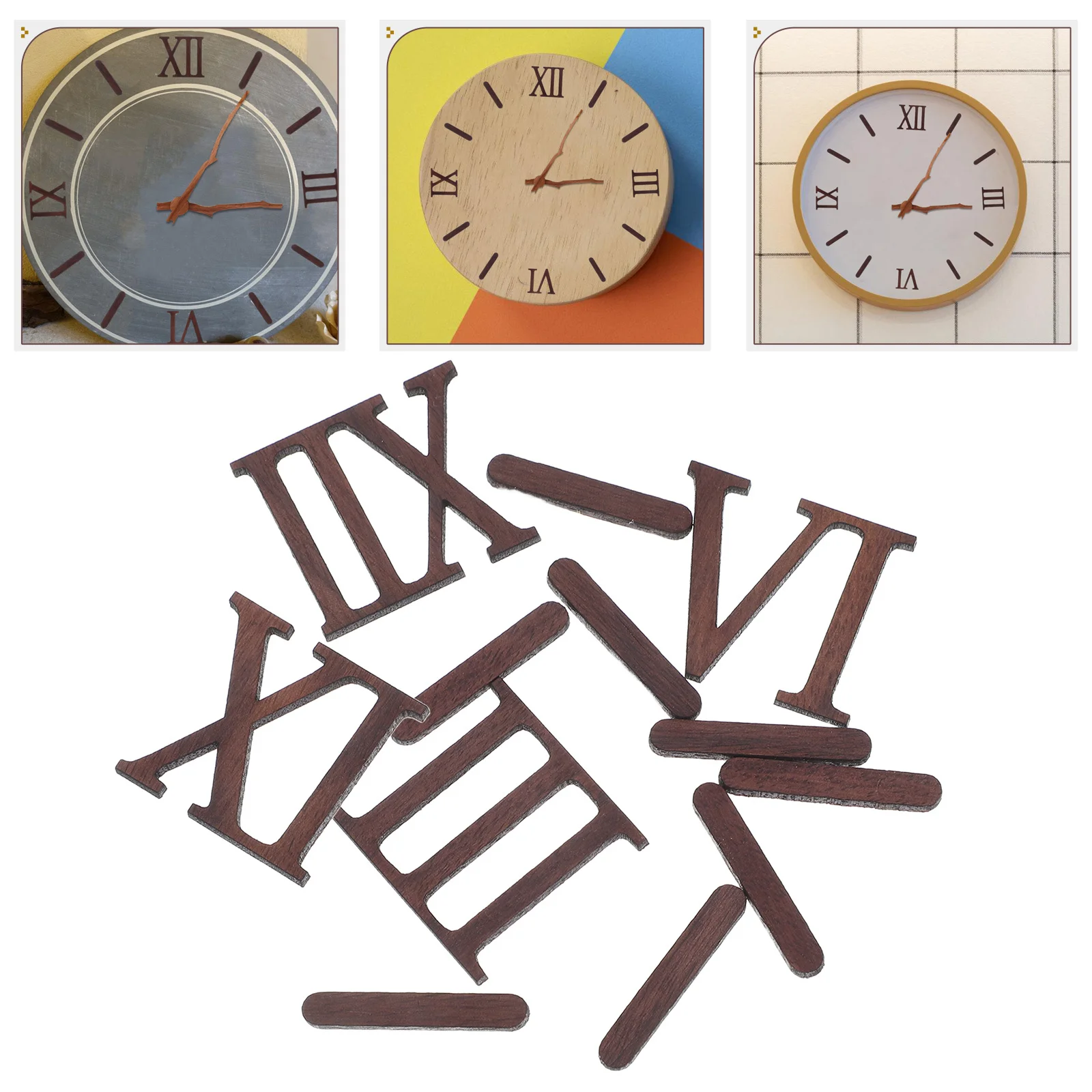 

1 Set Wall Diy Roman Numerals Wood Clock Numbers Replacement Repair Kit Solid Wood Material Easy Installation Hang Decor