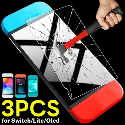 Bilashmart 1/2/3PCS Protective Glass for Nintend Switch Tempered Glass Screen Protector for Nintendos Switch Oled Lite NS Accessories Film