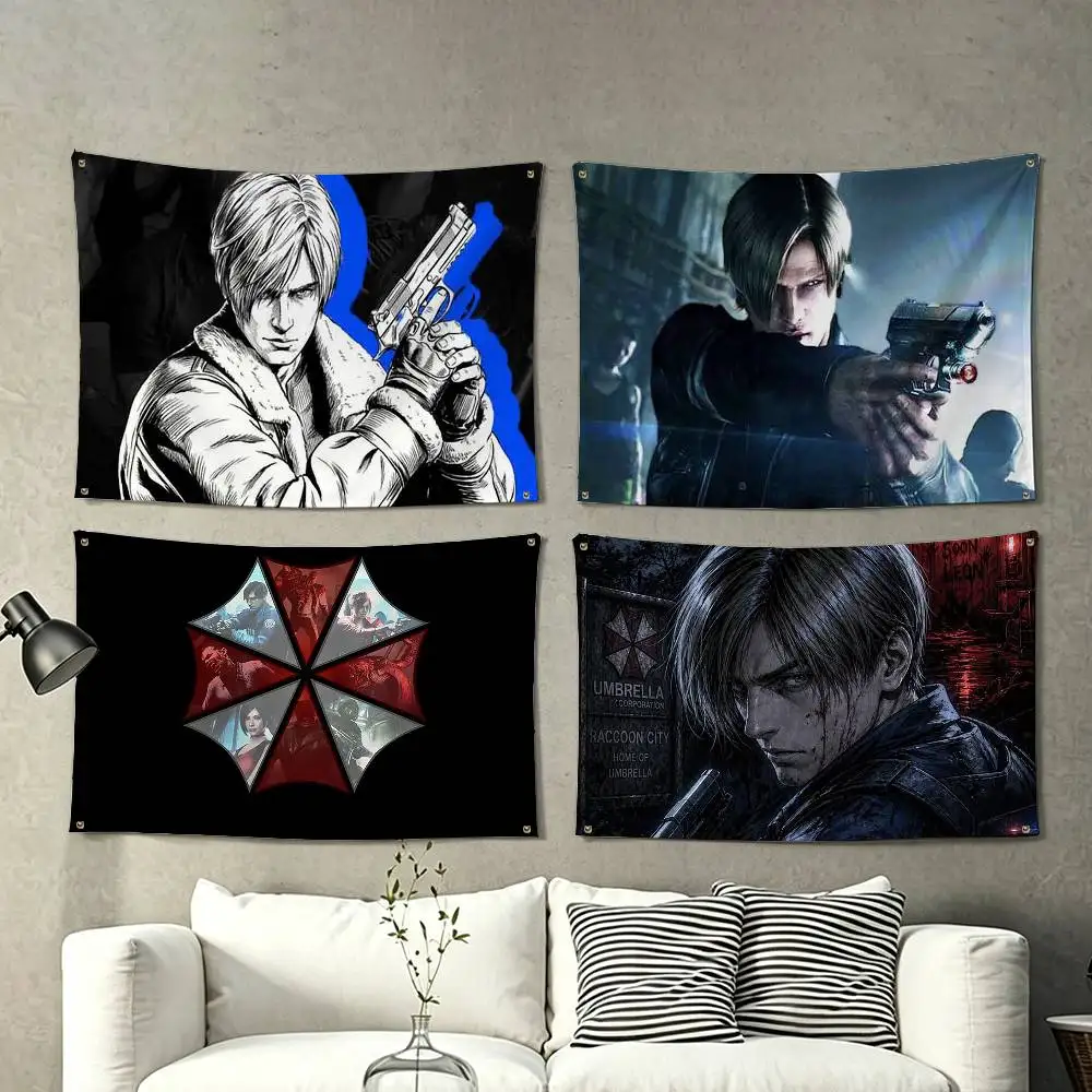 Game R-Resident E-Evil Requiem Leon  Flags for Bedrooms Home Decor Items Outdoor Decors Garage Decoration Flaga