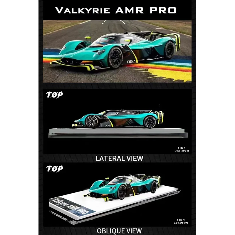 TOP 1:64 Valkyrie AMR Pro Green Diecast Diorama Car Model Collection Miniature Toys