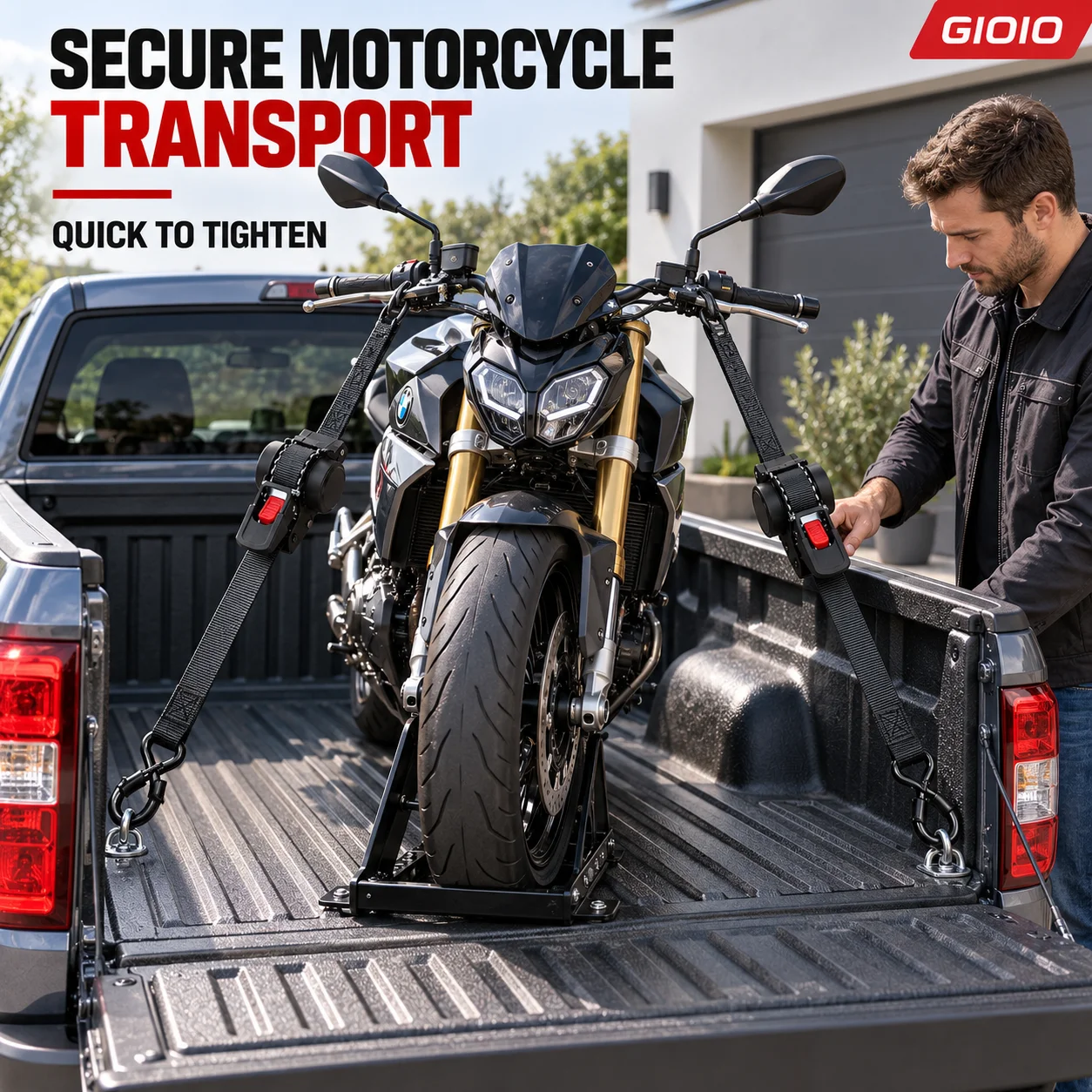 GIOIO Cinghie di Fissaggio a Cricchetto Retrattili Automatici 3,5M 25MM con Ganci a S per Moto, ATV, Pickup, Camion e Rimorchio