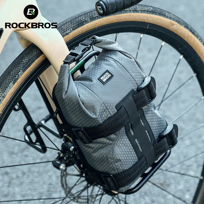 ROCKBROS Cycling Bag 2.7L Capacity Bicycle Front Fork Shelf Bag TPU Material Portable Pannier Bag Luggage Carrier Accessories