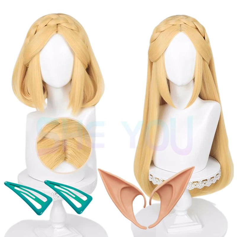 

Zelda Wig Princess Cosplay Wig with Elf Ears Braided Wigs Blonde Wig Cosplay Anime Cosplay Wig Heat Resistant Synthetic Wigs