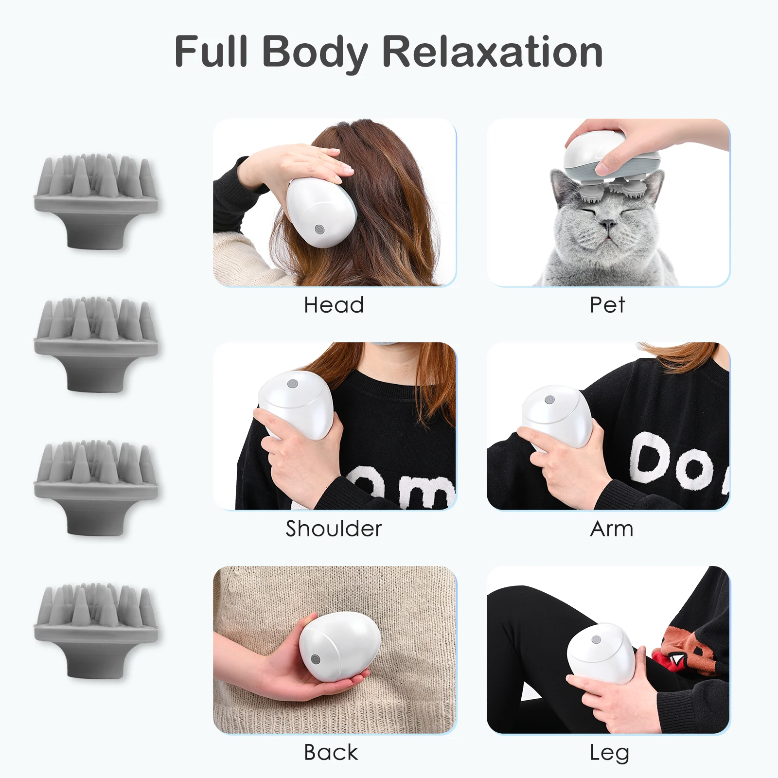 VARON massaggiatore elettrico per cuoio capelluto massaggiatore per il corpo assistenza sanitaria Relax spalla collo tessuto testa massaggio del cuoio capelluto impastare dispositivo vibrante