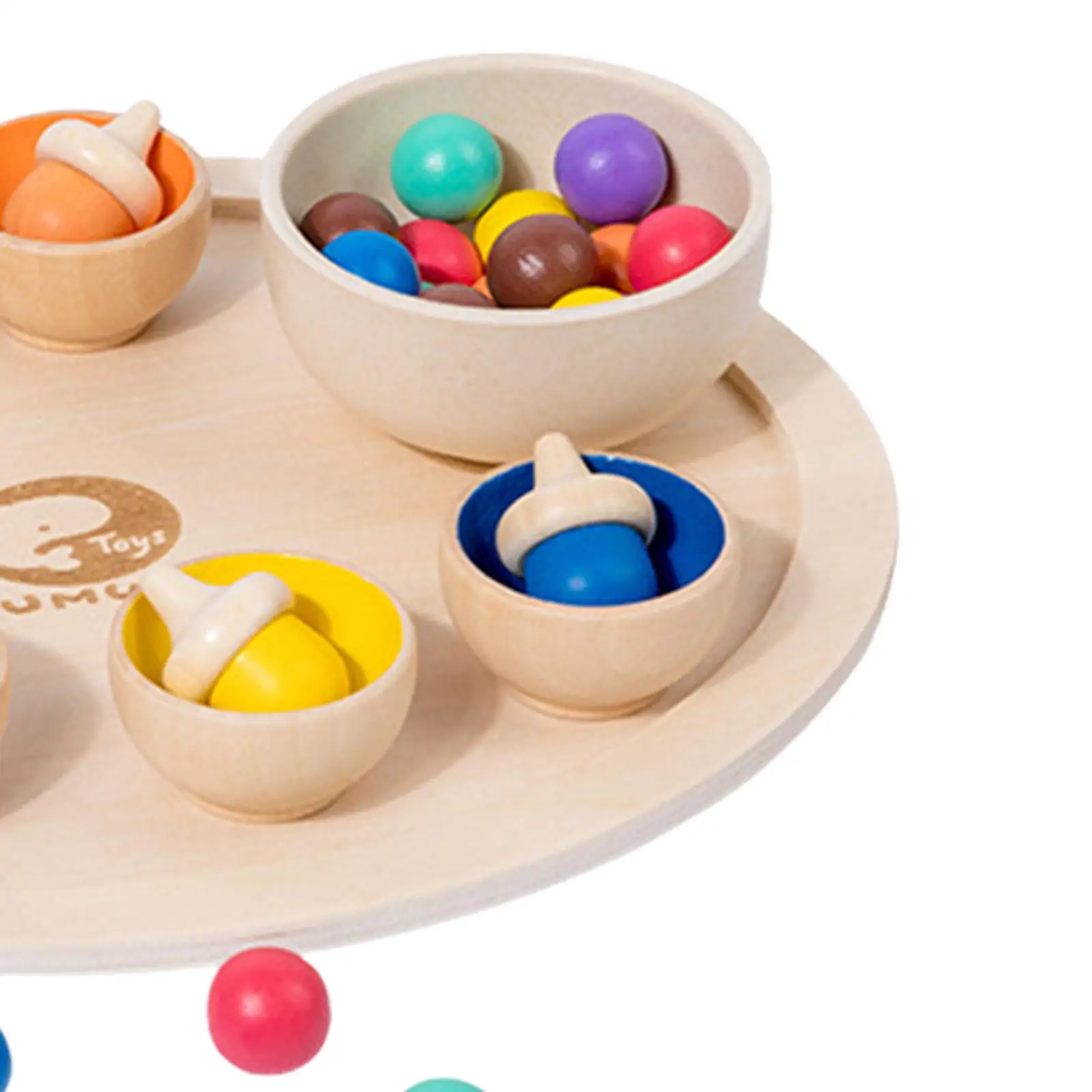 Wood Clip Beads Matching and Counting Board Game Fine Motor Wooden Rainbow Toys