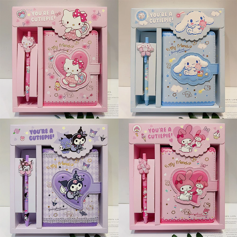 Sanrio Hello Kitty Notebook Gel Pens Kuromi Cinnamoroll Notepad Daily Weekly Agenda Planner Stationery Set Office School Supplie