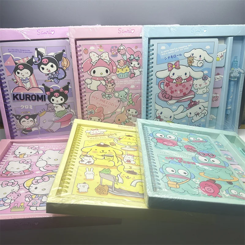 2024 New Sanrio Kuromi A5 Split Page Coil Book With Acrylic Neutral Pen Gift Box Cinnamonll Hand Ledger Wholesale