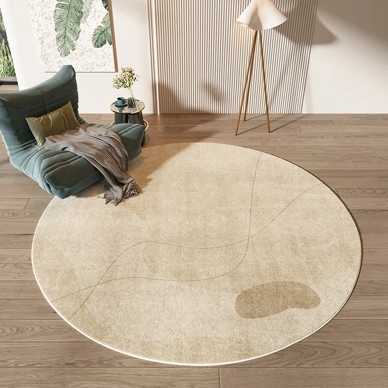 

Simple Beige Line Living Room Carpet Round Large Size Bedroom Carpets Home Computer Chair Floor Rug Soft Cloakroom Rugs Alfombra