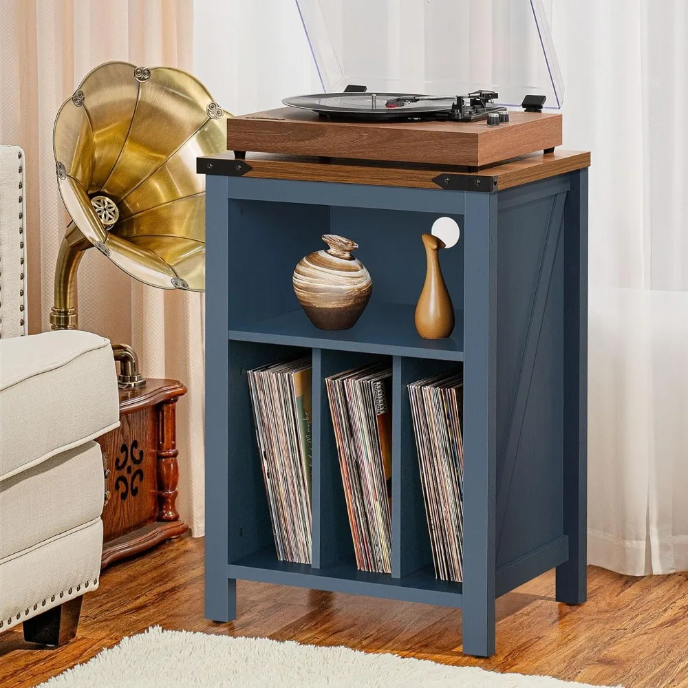 Record Player Stand with Vinyl Record Storage, Hold Up To 160 Albums, Wood Turntable Stand Cabinet Shelf