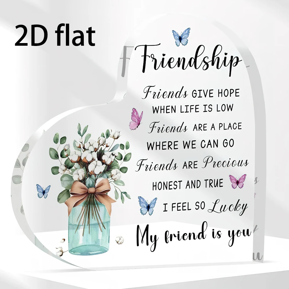 Bestie Friend Gifts - Acrylic Heart Shape Keepsake for Women, BFF Birthday Gift