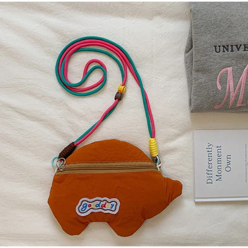 Niedliche Cartoon-Tier-Stickerei Umhängetasche, Bunte Mini-Geldbörse, Leichte Nylon-Kinder-Handytasche, Damen-Schultertasche – Detail 8