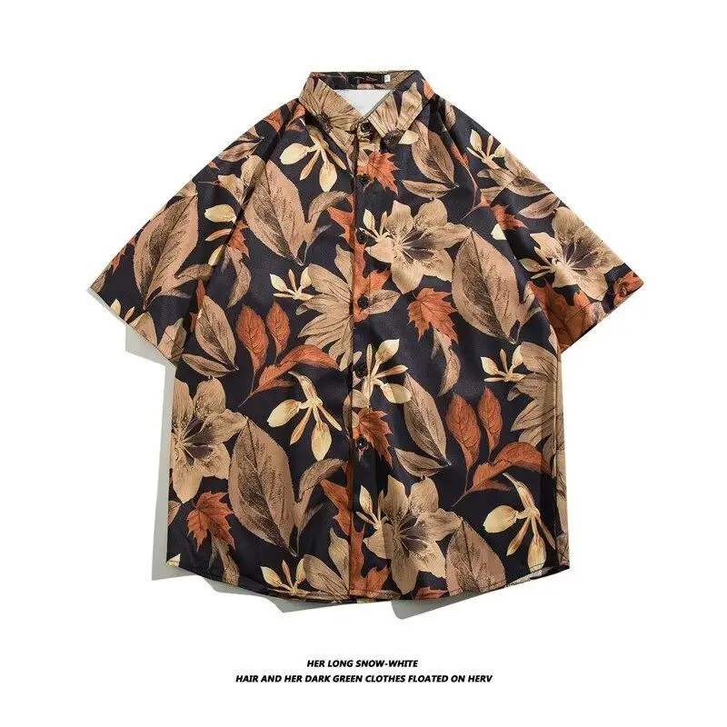 

Casual Cuban Collar ort Sve Summer Beach irt for Teens Youth Sle Polyester Fiber Anti-Wrinkle Procing Breathable