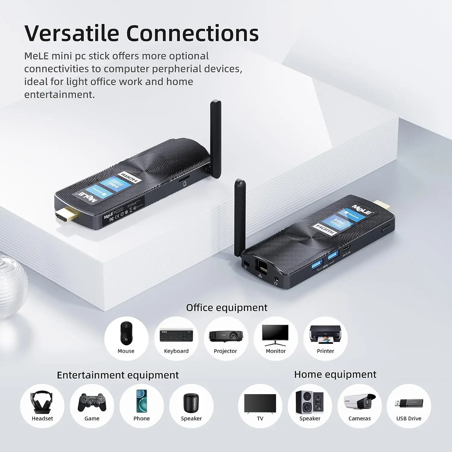 MeLE Fanless Mini PC Stick Intel Windows 11 Home N4000 LPDDR4 4GB 128GB Industrial Computer HDMI Gigabit Ethernet on IOT