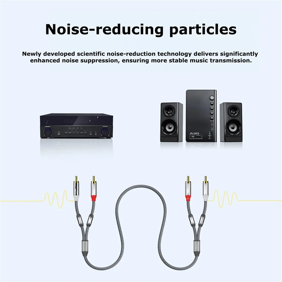to Audio Cable, Noise-Cancelling Particles, Nylon Braided, for DVD/PC/TV/Amp/Subwoofer/Speaker