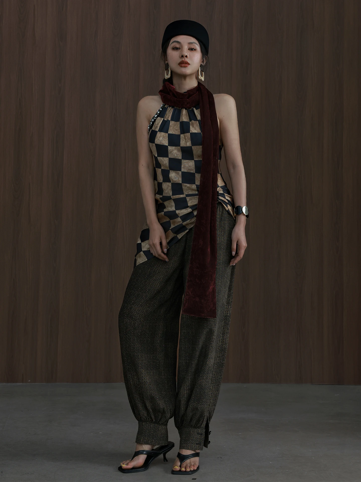 

Жилет TANA WARREN из медно-аммиачного волокна, 100% цветной, с воротником-стойкой, весна-лето, женский, модный, с принтом и бисером