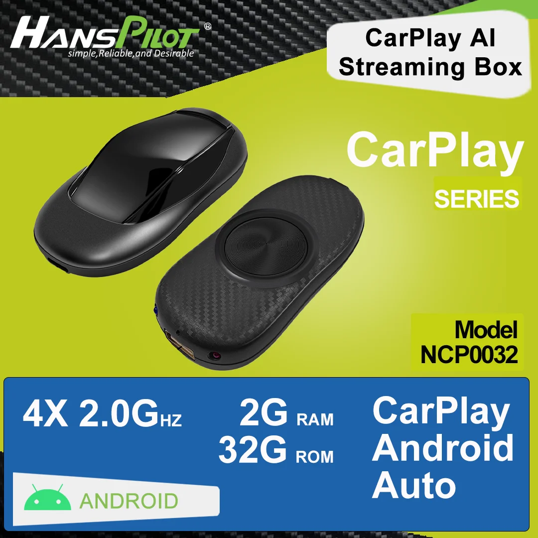 NCP0032 HansPilot CarPlay Ai Android Box Android 13, беспроводной CarPlay, Android Auto, 4G LTE, потоковая коробка