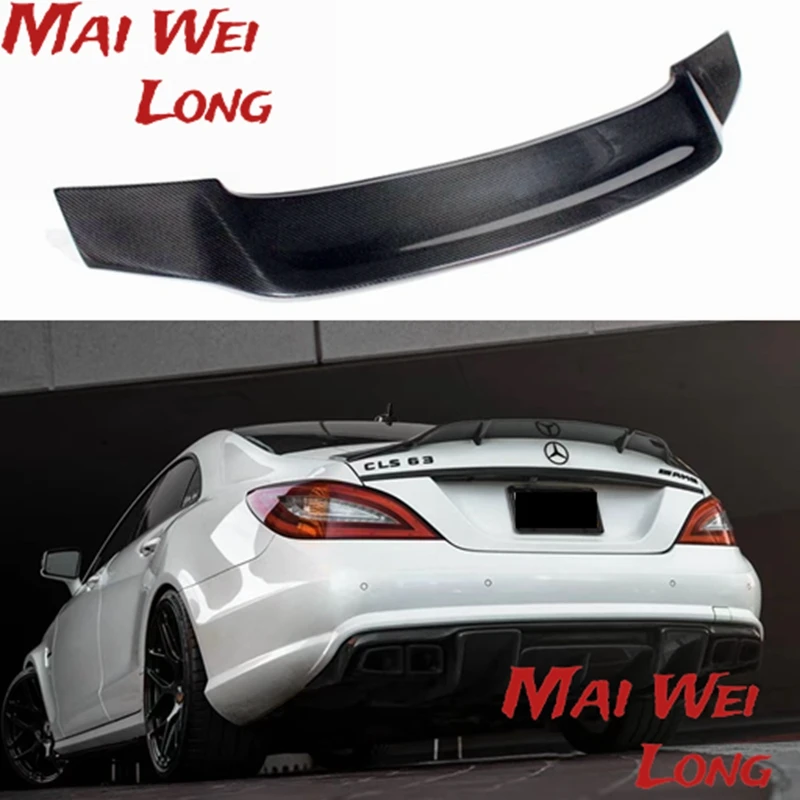 For Mercedes Benz CLS Class W218 CLS 260 300 350 400 CLS63  Spoiler Carbon Fiber Rear Trunk Spoiler Wing R Style 2011 - 2016