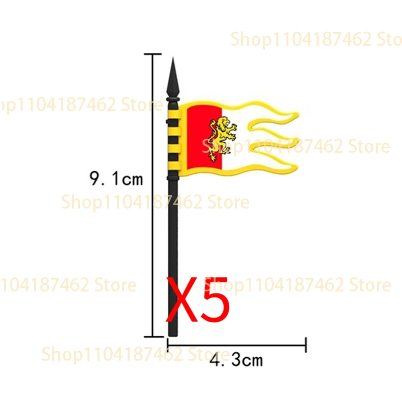 MOC Mittelalterliche Militär-Bausteine Burg Soldat Ritter Löwe Drache Adler Oktopus Flagge Figur Zubehör Bausteine Spielzeug Geschenk H51