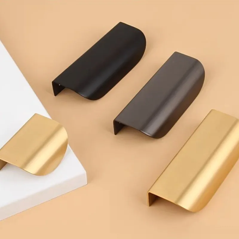 Modern Hidden Handles Leaf Shaped Drawer Zinc Alloy Pulls Cabinet Leaves Knob Golden Cupboard with Screws Handles for Furniture