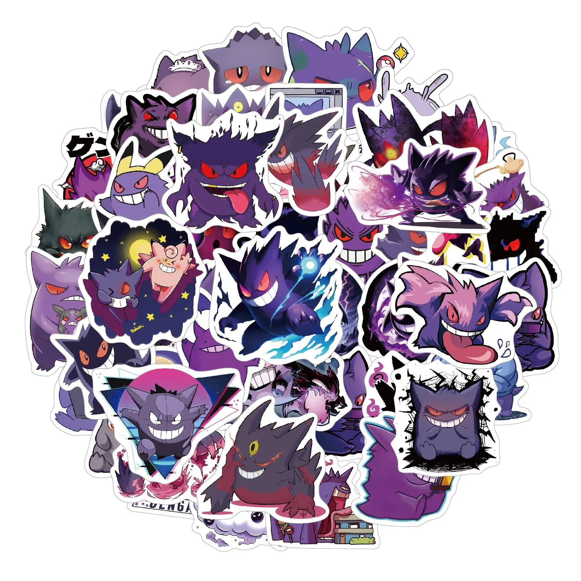 

10/30/50PCS Anime Pokemon Fun Cute Gengar Stickers Creative Decorative Doodle DIY Scrapbook Phone Case Guitar Decal Kids Toy