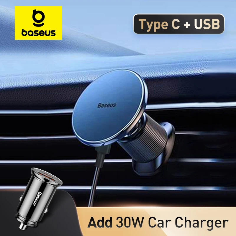 Baseus Magnetische Draadloze Oplader Auto Telefoon Houder 15W Snel Opladen Draadloze Autolader Houder Voor iPhone 16 15 14 13 Auto Mount