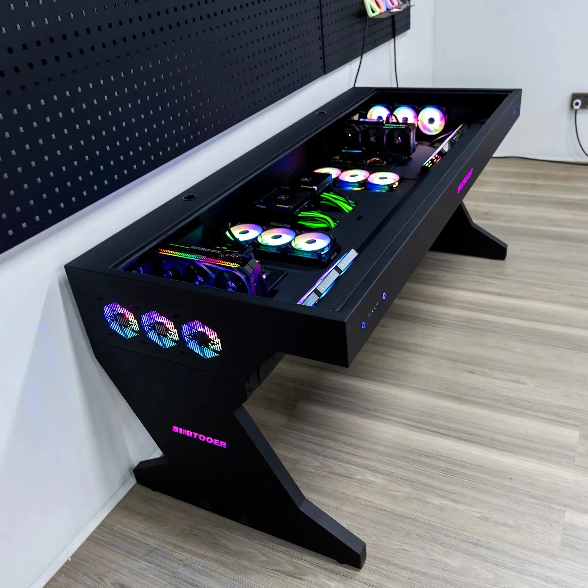 

2026 Hot SellingComputer chassis integrated table, two hosts can be installed for two, cool MOD large chassis