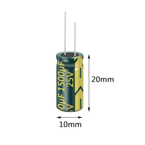 20Pcs 25V 1500UF Capacitor 10x20MM(0.39x0.79in) High Frequency Aluminum Electrolytic Capacitors for TV, LCD Monitor, Game