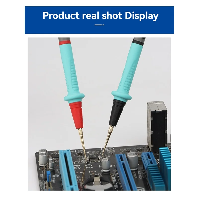 Set di puntali in silicone per penna multimetro in acciaio inossidabile Set sonda placcata oro sostituibile da 0,1 mm per multimetro digitale-AT64