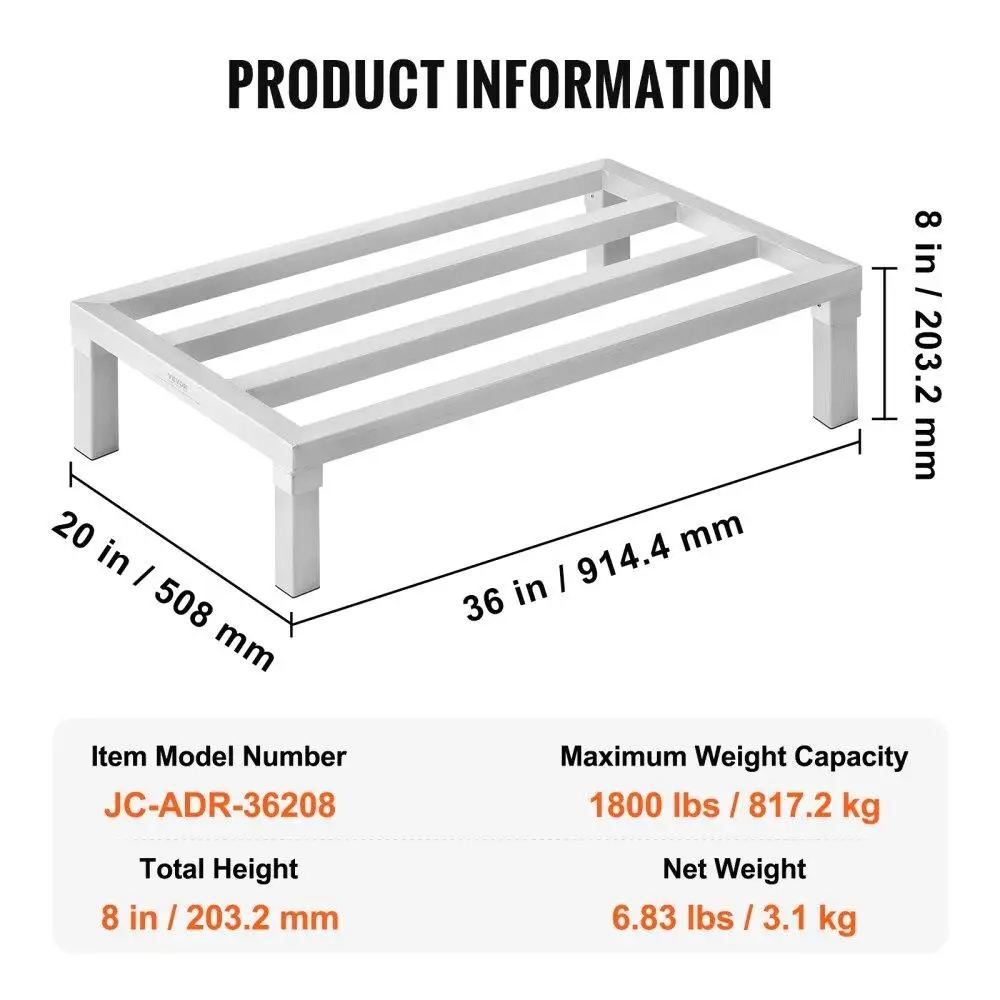 Aluminum Storage Dunnage Rack Stationary 36x20x8 Inch Heavy Duty Shelf Organizer
