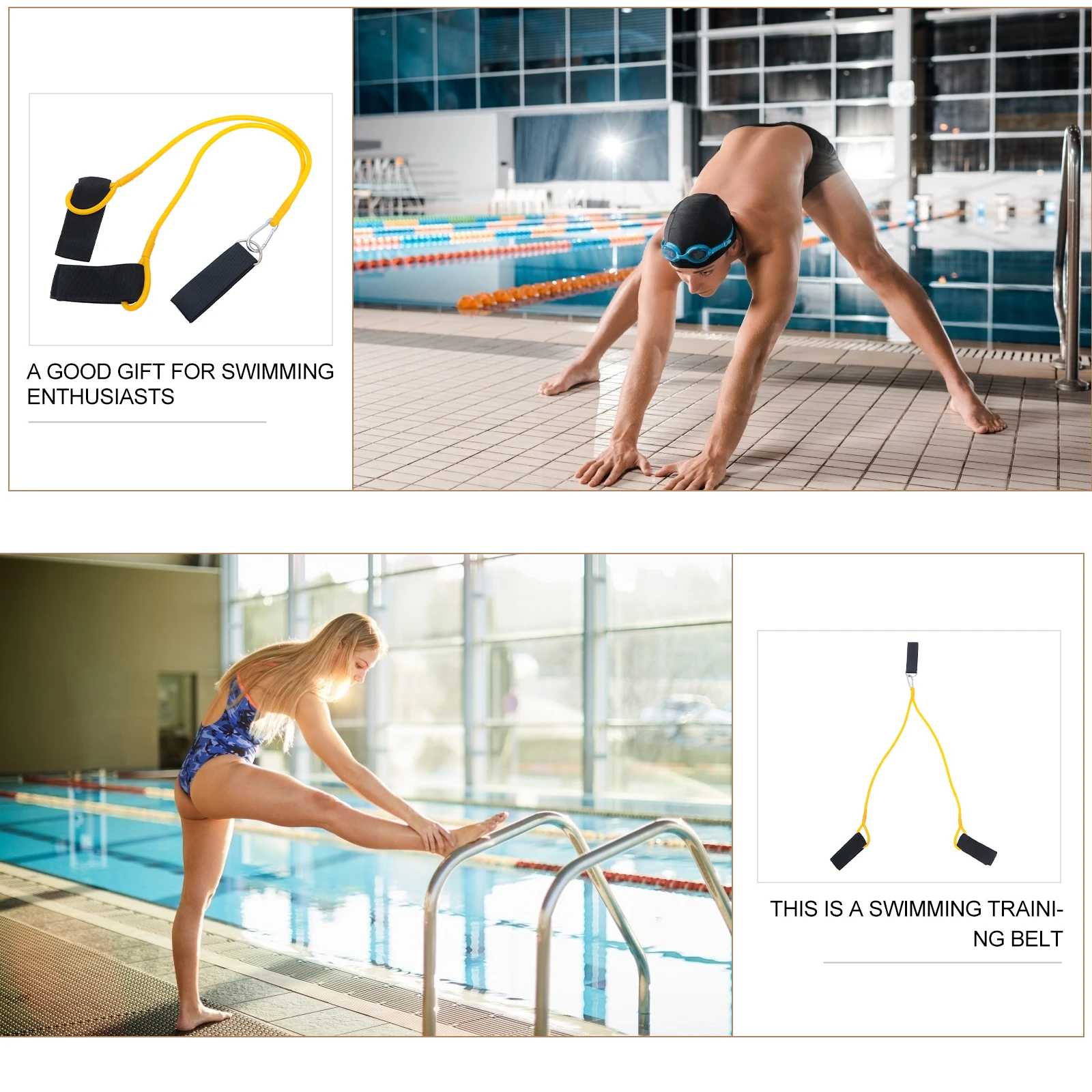 

1pc Swim Training Belt Resistance Band For Pool Aqua Jogger Elastic Tether Exercise Equipment Carry Bag Strength Training Strap