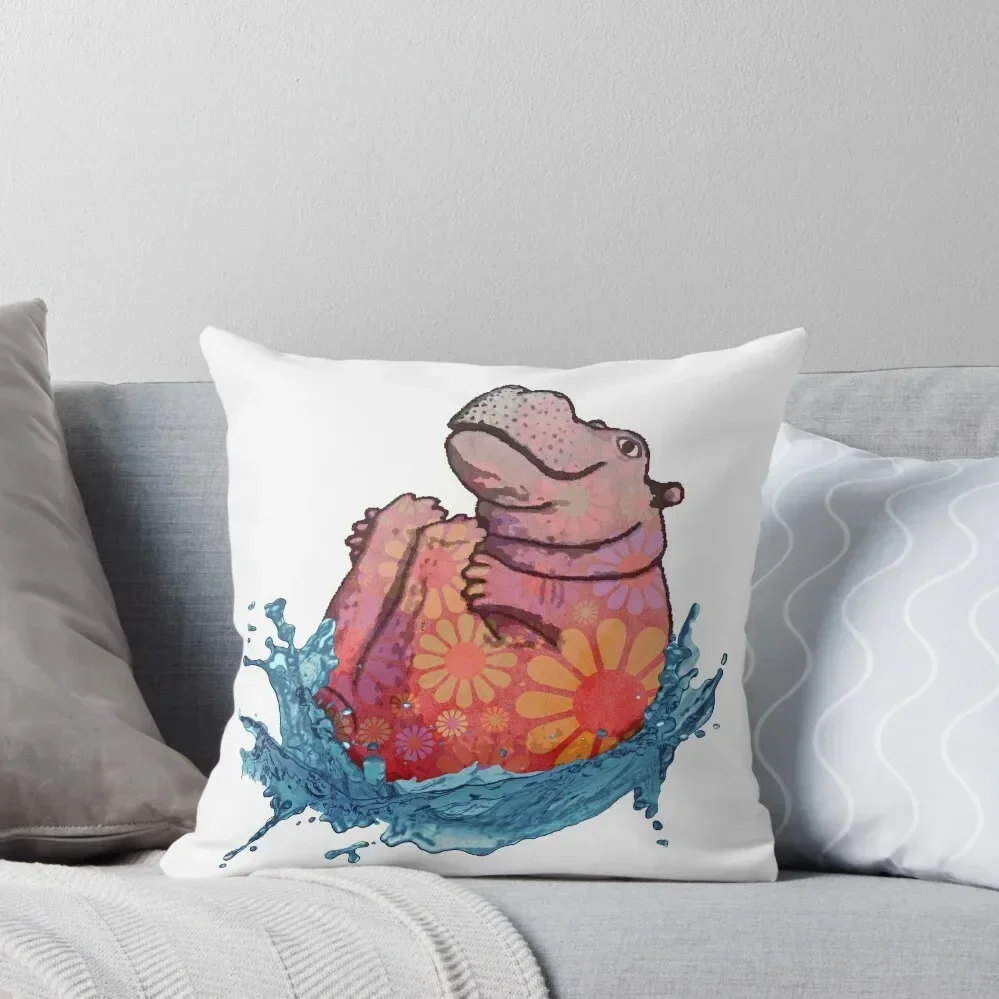 

Hippo Splash Throw Pillow Sofa Covers For Living Room Decorative pillowcase christmas pillow case pillow