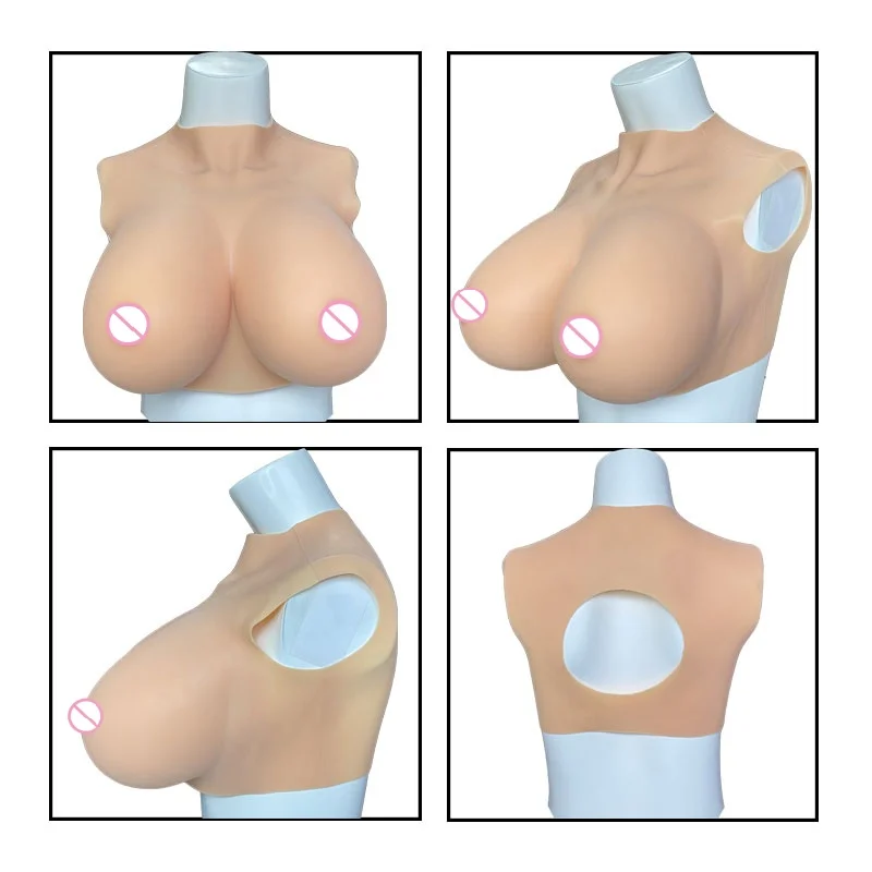 Silicone Breast Forms Bodysuit Shake Fake Boobs Plate BCDEG Sizes for Drag Queen Crossdress Transgender Cosplay with Nipple