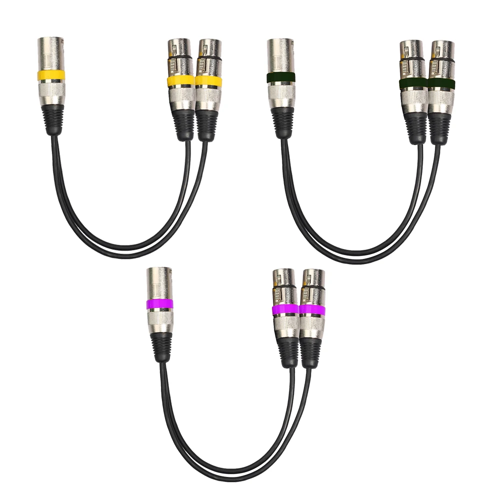 

3 Pcs XLR Male to Dual XLR Female Microphone Cable Y Splitter Studio Audio Extension Thick Gauge Wires Balanced Cables Metal