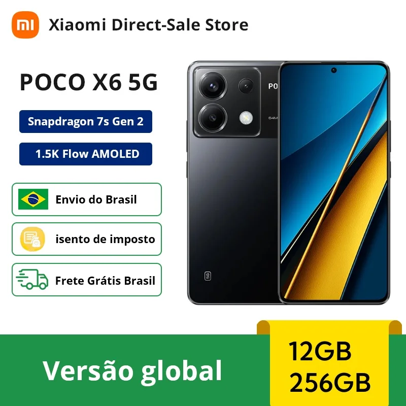 

Global Version POCO X6 5G NFC 12+256GBSnapdragon 7s Gen 2 Smartphone 120Hz Flow AMOLED Display 64MP Camera with OIS 67W Charging