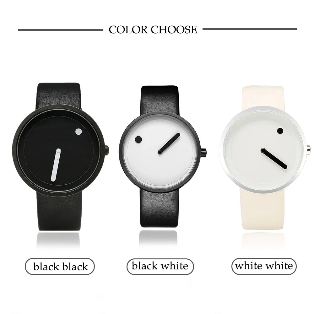 Geekthink Top Brand Creative Quartz Watch for Men Women Luxury Casual Leather Strap Quartz-Watch Simple Designer Fashion Clock