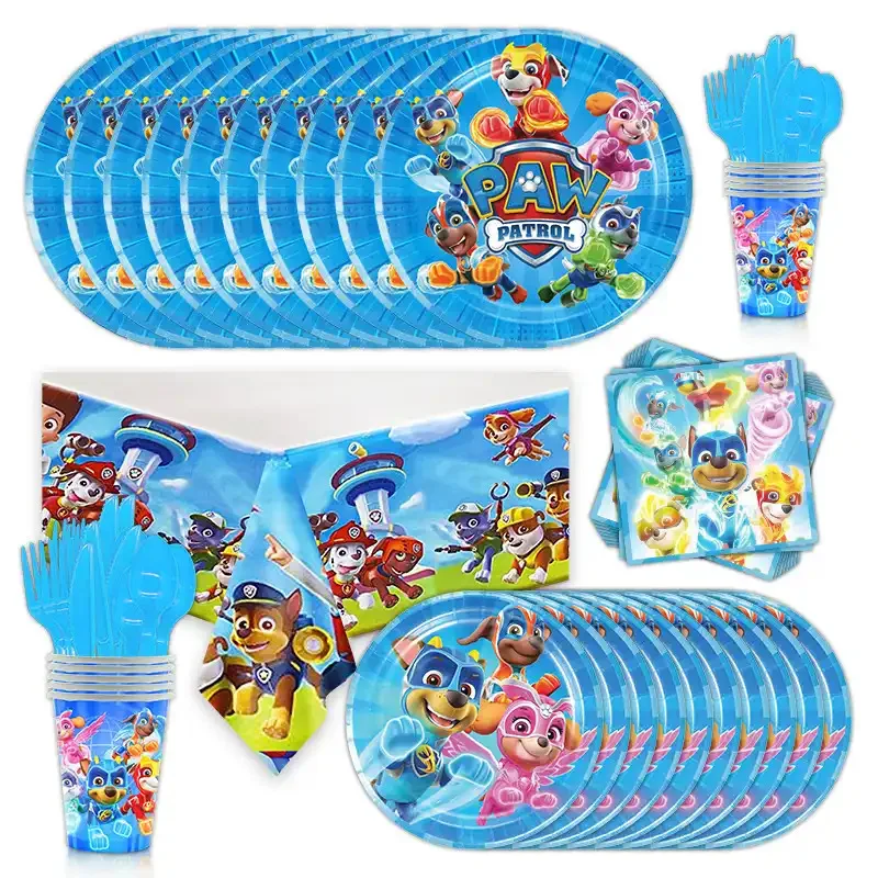 PAW Patrol Birthday Party Decoration Plastic Plate Napkin Stickers Cartoon Dog Latex Balloons Cake Topper Decors Event Supplies