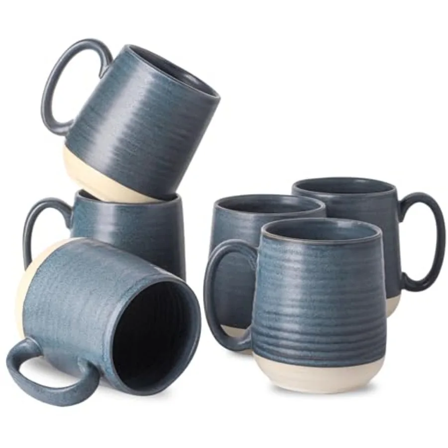 

Набор из 6 фарфоровых кофейных кружек, 15 унций, большие керамические чашки с ручкой для латте, чая, какао и горячего шоколада