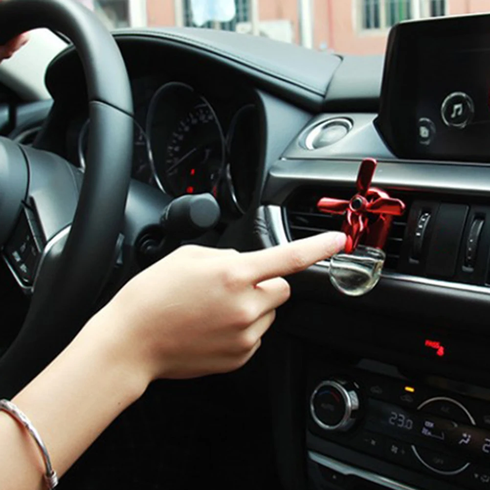 

Silver Car Air Freshener Propeller Fan Aromatherapy Diffuser Clip Air Purifier Vent Easy Install Remove Smoke Odor Car Freshener