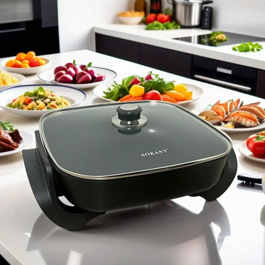 

Electric Frying Pan 15.2*12.6Inch Non Stick Frying Pan,Temperature Setting,Dishwasher Cleaning,Frying Pan 1500W Multi Gear