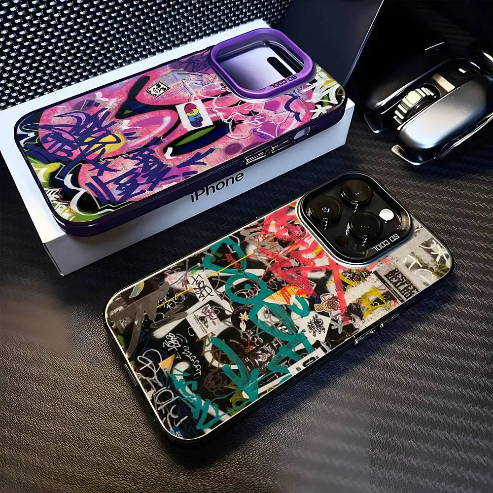 

Cool graffiti Phone Case For iPhone17,16,15,14,13,12,11 Plus,Pro Max Purple Matte Shockproof Cover