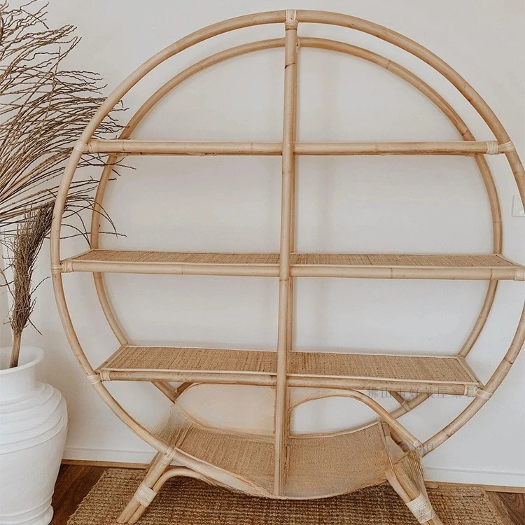 Rattan rack retro screen partition cabinet new zen Chinese round bogu frame