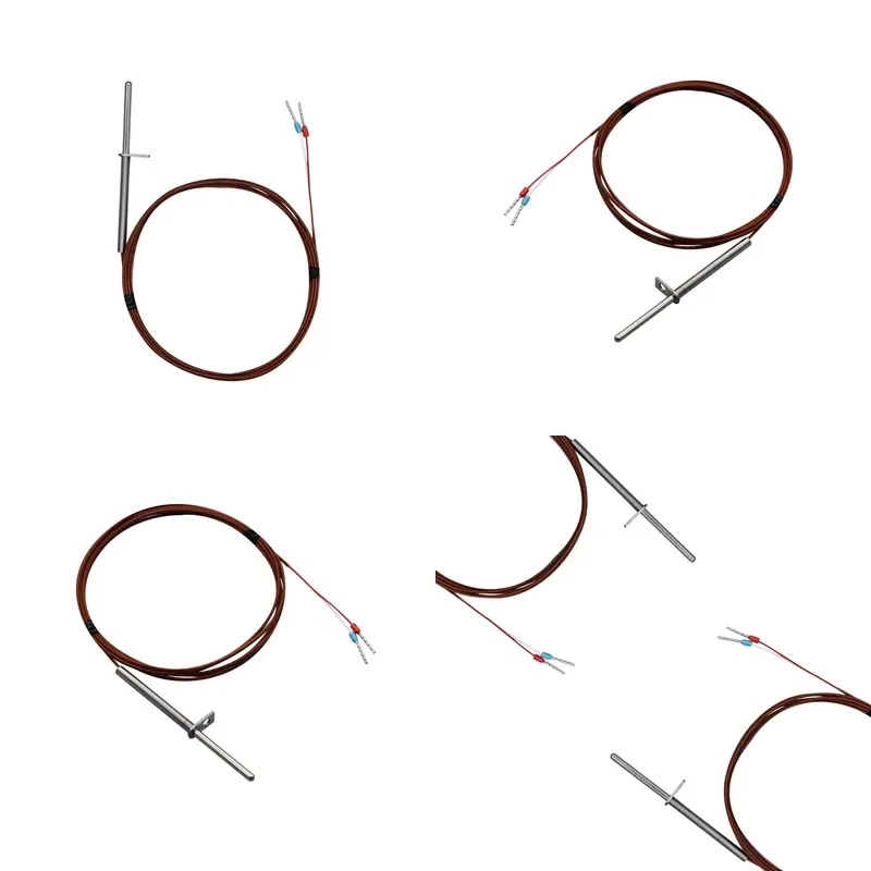 Flange Type K Thermocouple | Stainless Steel Probe with Brown Silicone Cable for Industrial High Temperature Measurement