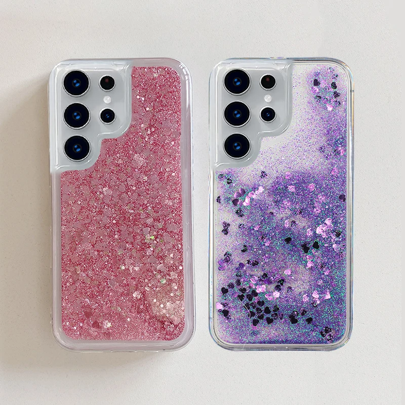 Glitter Stars Liquid Quicksand Case For Samsung Galaxy S26 Ultra S25 S24 FE S23 S22 Plus S21 S26+ S25+ Silicone Back Cover Cover